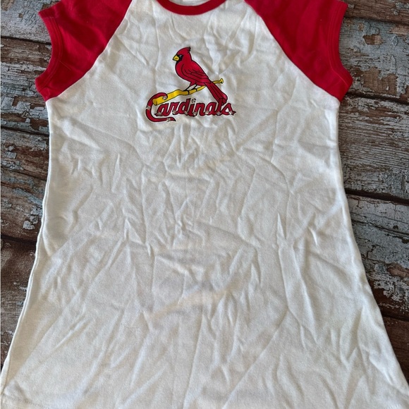 Majestic Threads Tops - Women's Red and White Short Sleeve X Cardinals Tee w Rhinestones